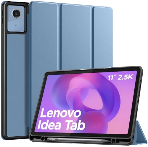 MoKo Case for Lenovo Idea Tab 11 2025 with Stylus Holder, Polar Blue | Smart Trifold Stand Case for TB-336ZU TB-336FU, Auto Sleep/Wake, Slim PU Leather, Ultra-Thin
