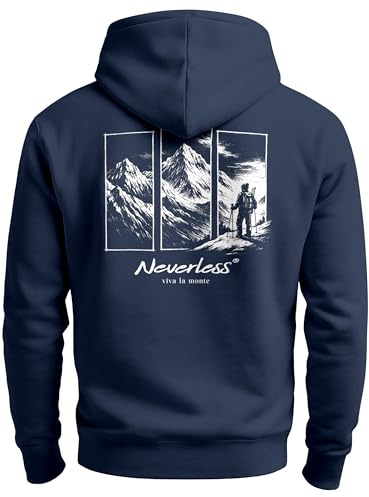 Neverless® Herren Hoodie Backprint Outdoor Wandern Motiv Kapuzen-Pullover Männer Fashion Streetstyle