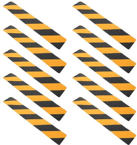 Lurrose 10 Strisce Antiscivolo per Gradini Scale in Legno e Cemento, Nastro Antiscivolo Esterno Resistente alle Intemperie, Adesivo Potente per Sicurezza Scale Esterne e Interne