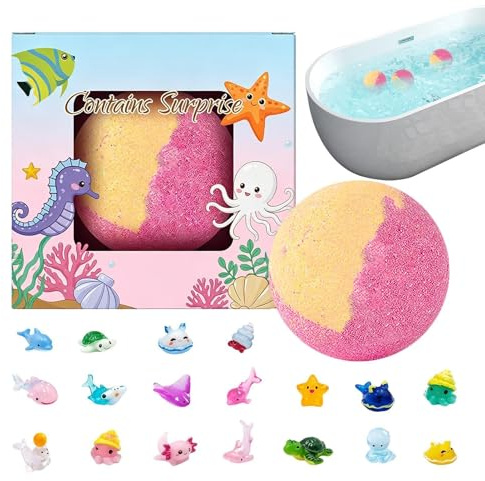 Palline da Bagno Regali Colorati Effervescenti Per La Calza Con Giocattolo | Pallina da Bagno Effervescente per Spa per Compleanno Festa dei Bambini e Famiglia