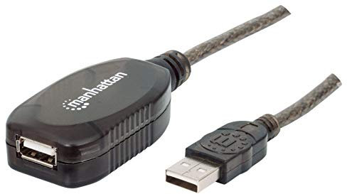 Manhattan 150248 Hi-Speed USB 2.0 Repeater Kabel ( in Reihe schaltbar A-Stecker / A-Buchse ) 10 m schwarz Erweiterungskabel USB Verlängerung