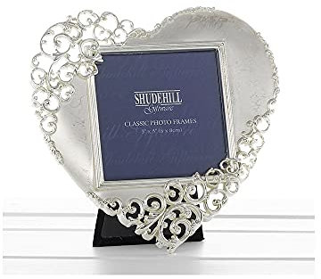Joe Davies Gifts and More Gifts 20233 - Cornice portafoto a forma di cuore in pizzo, in argento, per San Valentino, anniversario, 7,6 x 7,6 cm