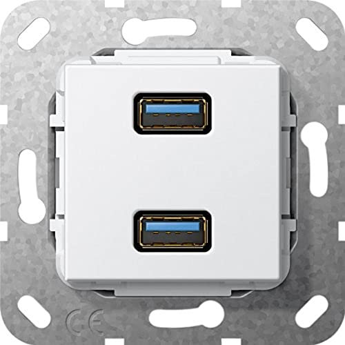Gira 568503 USB 3.0 A 2 Fach Kabelpeitsche Einsatz, reinweiß