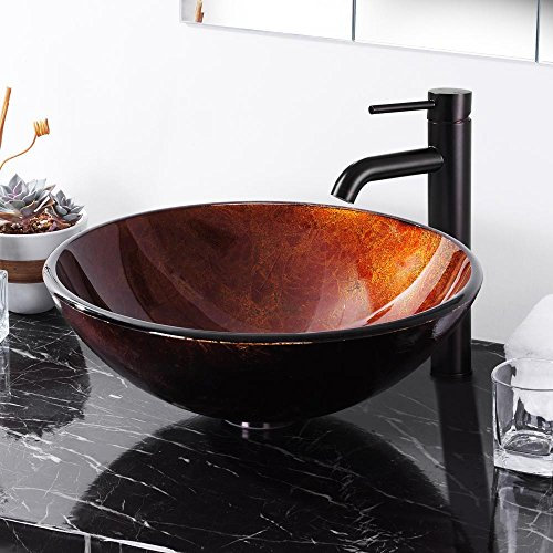 Yescom Modern Bathroom Round Artistic Tempered Glass Vessel Vanity Sink Bowl Basin Spa by Yescom