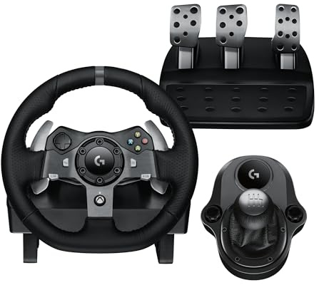 Logitech G920 Driving Force Racing Wheel and Pedals, Force Feedback + Logitech G Driving Force Shifter - Xbox Series X|S, Xbox One and PC, Mac - Black