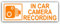5 x Small in Car Camera Recording Stickers,Red Printed-CCTV Sign-Van,Lorry,Taxi,Bus,Mini Cab,Minicab-Security-Window,Tinted-Go Pro,Dashcam (Orange on White - External Application)