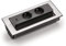 EVOline® Back étui à rabat USB, prise Élément, 2 prises, avec prises Suisse. rotatif avec chargeur USB (Station de charge). est fermé seulement une Fine Plateau en acier inoxydable sur le bureau visible. Avec un doigt angetippt vous tourne U