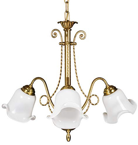Helios Leuchten 244011 klassische Deckenleuchte | Pendelleuchte antik | Pendellampe echt Messing | Lampe Leuchte Jugendstil | Hängelampe 3 x E27
