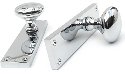 Jones & Grey New York Style Polished Nickel Chrome Silver Door Handles Knobs on Back Plate
