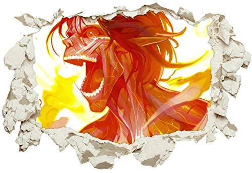 Unified Distribution Anime & Manga - Eren Jäger Attack on Titan - Wandtattoo mit 3D Effekt, Aufkleber für Wände und Türen Größe: 92x61 cm, Stil: Durchbruch