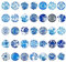 PandaHall Glas-Cabochons, halbrund, flache Rückseite, Blau & Weiß Blume, 25mm (1 Inch)