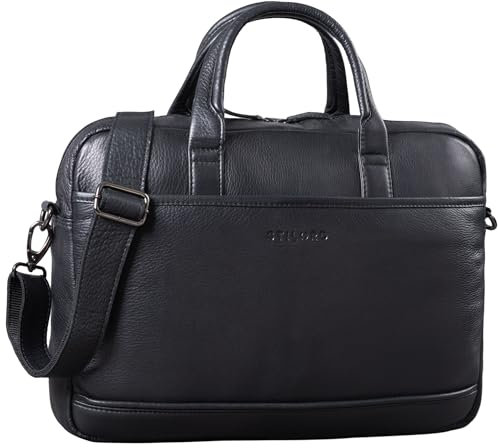 STILORD 'Claudius' Grand Sac à bandoulière Vintage en Cuir Hommes Femmes 15,6 Pouces Porte-Documents Sac d'affaires pour PC Portable 15.6 Cartable, Couleur:ossidiana Nero