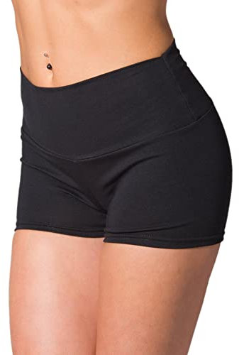 Alkato Damen Sport Shorts mit Hohem Bund Hotpants Radlerhose, Farbe: Schwarz, Größe: 38