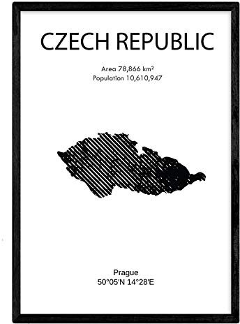 Nacnic Poster von Tschechische Republik. Blätter von Ländern und Kontinenten. A3 Größe