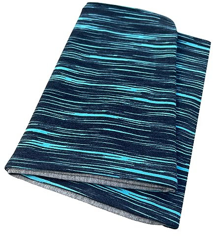 Wollhuhn Öko Leichter Jungen/Mädchen Jersey Schlupfschal/Halstuch/Loop Baumwolle Viele Motive Sommer/Übergangszeiten 20212030 (Lines Schwarz/Türkis)