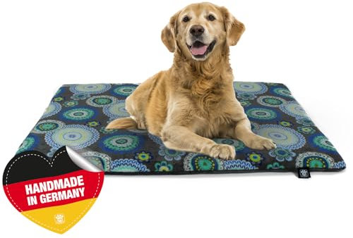 HS-Hundebett Made in Germany rutschfeste Hundedecke, Mandala Grün, 75 x 115 cm, für kleine & große Hunde I Flauschige Hundedecke, waschbar, trocknergeeignet mit 4 cm Polster-Füllung