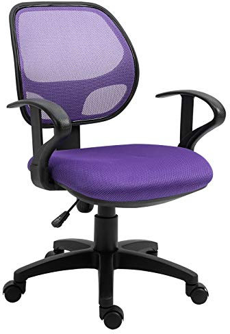 IDIMEX COOL - Silla Giratoria Escritorio Niña Barata (5 ruedas dobles, asiento acolchado y reposabrazos), color lila