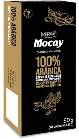 Mocay - Pack 10 Cápsulas de Café Compatibles con Máquinas Nespresso, Compostables. Paquete de 10 Cápsulas
