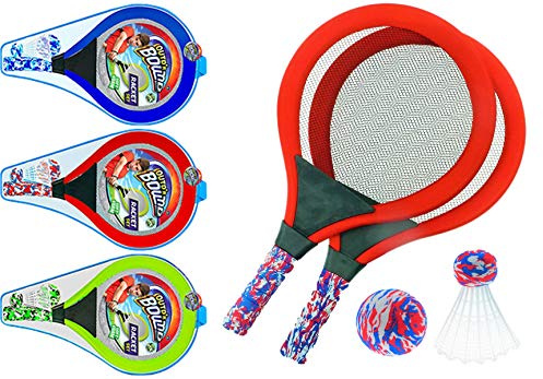 JA-RU Soft Foam Racket Set (1 Set) Badminton, Tennis Racket, & Paddle Ball Toys for Kids, Teens & Adults. Active Indoor & Outdoor Games & Sports Activities. Family Exercise Equipment Set. 5135-1