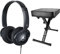 YAMAHA HPH-100B Headphones, Black & RockJam RJKBB100 Premium Adjustable Padded Keyboard Bench and Piano Stool