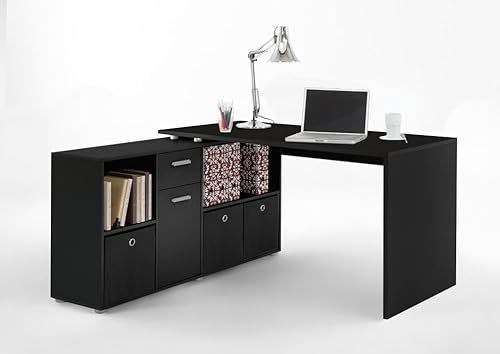 Wohnorama LEX 1 Schreibtisch Winkelkombi von FMD Schwarz