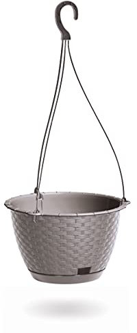 Pots de fleurs ronds en plastique à suspendre pour le jardin, Pot de fleurs exterieur, Jardiniere suspendue (Mocca, 215 mm)