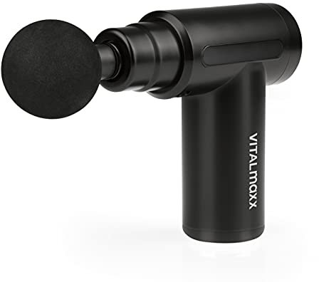VITALmaxx Massage Gun | Mit 4 verschiedenen Aufsätzen | Kraftvolles Massage-Gerät für eine intensive Anwendung in 6 Stufen | Starker Akku für bis zu 4 Std. Akkulaufzeit [schwarz]