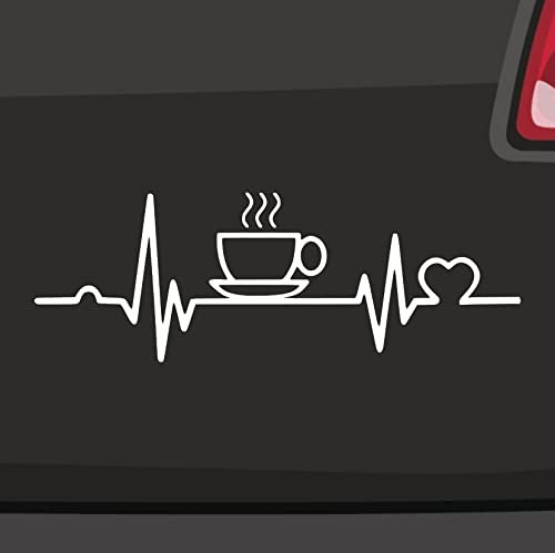 Stickerfreaks Herzschlag Kaffee Aufkleber - 6 Größen 21 Farben - Puls Heartbeat Espresso Coffee - Weiß, Vinyl, Modern, Sticker, Aufkleber