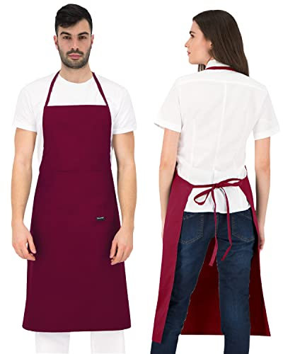 PALLTEX Borago Kochschürze Männer Kochschürze Damen Schürze Damen Schürze Herren für Kochen Basteln Malen Backen (Burgund)