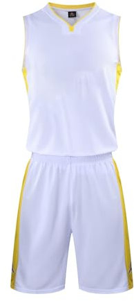 Basketball Trikot Shirt und Shorts, Erwachsene Basketball Jersey, Basketball ärmellose Anzug, Basketball Sportbekleidung, T-Shirt Weste + Shorts, Jugendlich Sweatshirt(2XL,Weiß#24)