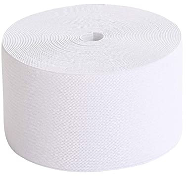 Trimming Shop 75mm (3 Inch) Wide Flat Elastic Band, Stretchable Waistband Tape Elastic Cord for Sewing Clothing, Garments, Dressmaking, DIY Craft Projects, White, 1 Metre