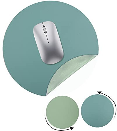Hileyu Rundes Mauspad Doppelseitiges Mauspad aus Leder 22cm Wasserdicht und rutschfest und rutschfeste Mauspads für Büro Heim Computer Laptop green-blue