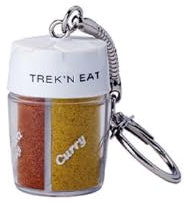 Gewürzstreuer 4-fach Schlüsselanhänger, 1er Pack (1 x 15 g) Mini 4 in 1, to go, camping unterwegs Salz, Pfeffer