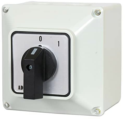 Universal-Nockenschalter 0-1 Drehschalter im Gehäuse 20A 230/400V 3 Phasen 2 Positionen IP65