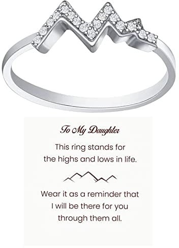 Yowablo To My Daughter Highs And Lows Ring Geburtstagsgeschenk Statement Ring Geschenk für Tochter Back To School Geschenk Trendige Ringe