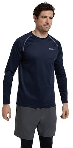 Mountain Warehouse Endurance Mens Top – Long Sleeves, Quick Dry T-Shirt, Highly Breathable Tee, UPF50 Protection Tee Shirt – for, Travelling, Walking, Gym Navy Reflect L