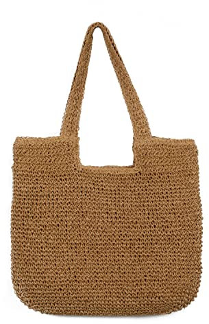 LHHMZ Sac à bandoulière en Paille pour Femme Grand Sac fourre-Tout Summer Beach Tisser des Sacs de Paille Faits à la Main