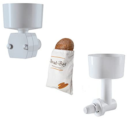Jupiter Küchenmaschinen original Getreidemühl- & Flockenquetsch-Vorsatz, Brotbeutel (Gratis), Zubehör, kompatibel mit Smeg & Kenwood Küchenmaschinen