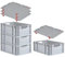 PROREGAL SuperSparSet 4x Eurobox NextGen Grip mit Auflagedeckel & 4 roten Schiebeschnappverschlüssen, HxBxT 22x40x60cm, 44 L, Grau, Griffe offen, Eurobehälter, Transportbox