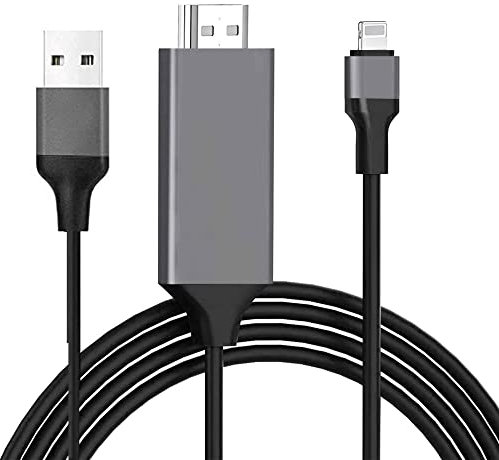 NOMOY HDMI Adapter Cable, Compatible with i-Phone i-Pad to HDMI Digital AV Sync Screen Adapter with Charg-er Port Connector to 1080P HD TV Projector Monitor