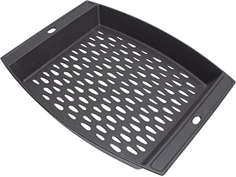 MOASKER 15x12 Cast Iron Grill Basket for Outdoor Grills, Fish Veggie Grill Pan Tray, BBQ Grilling Pans Tray for Weber, Napoleon, Char-Broil, Royal Gourmet and Most Charcoal Smoker & Gas Grill