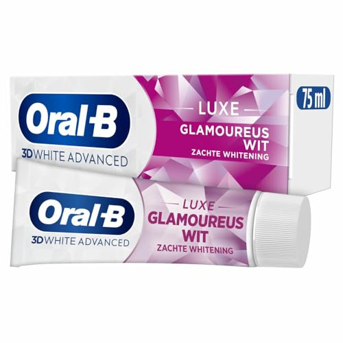 Oral-B Weiße Zahnpasta Glamour 3D White Advanced Luxe Perfection gegen Flecken auf der Oberfläche, entwickelt für eine fortgeschrittene Zahnreinigung, süßes Minzaroma, 75 ml