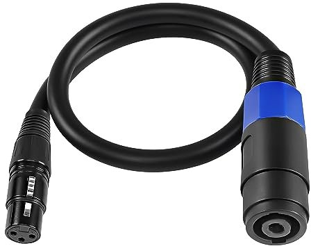 XMSJSIY Speakon to XLR Cable Audio Jack Speakon Plug Female to XLR 3 Pin Female Speaker Extension Cable Mic Wire with Twist Lock for Amplifier Pro DJ PA Stage -0.5M (Speakon Female to XLR Female)