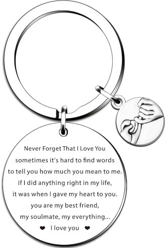 QMVMV Anniversary Keyring Gifts for Him Her - Never Forget I Love You - Birthday, Christmas, Valentine's Day Gifts