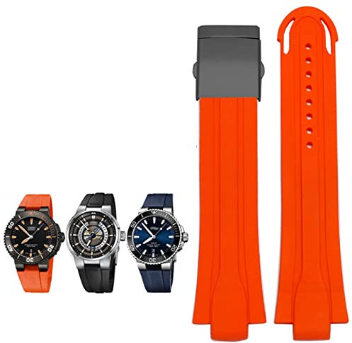 EKSIL 24mm*12mm Lug End Gummi Wasserdicht Armband Für Oris Armband Silikon Uhrenarmband Edelstahl Faltschließe, 24-12mm, Achat