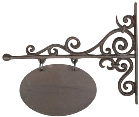 Wandschild oval 31,5 x 24 cm Namensschild Gusseisen Auslegerschild Schild zum Beschriften Hängeschild Landhausstil Ladenschild Deko
