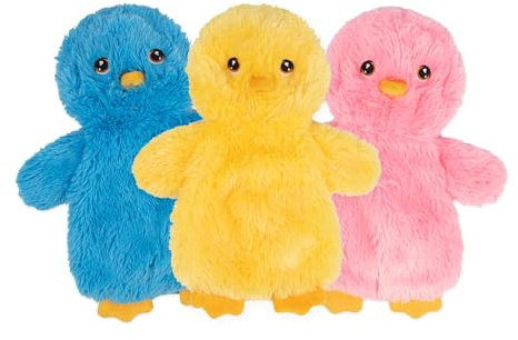 Best Pet Supplies Chicken Crinkle Plush Dog Toys for Interactive Play, Puppy and Senior Indoor Play, Colorful Chicken Toy Shape, Cute and Cuddly - Crinkle Chicken Bundle (Yellow, Pink, Blue)
