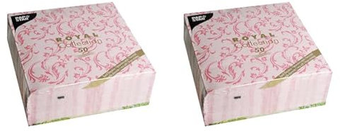 Papstar, 50 Servietten ROYAL Collection 1/4-Falz 40 cm x 40 cm fuchsia Damascato, #85002 (Packung mit 2)