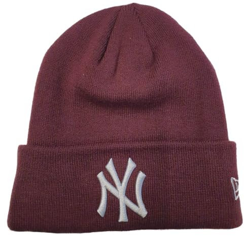 New Era MLB New York Yankees League Essential Cuff Knit Beanie Maroon/Grey