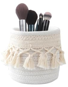 Nwvuop Makeup Brush Holder Oganiser Boho Style Cosmetic Makeup Brush Storage Holder, White